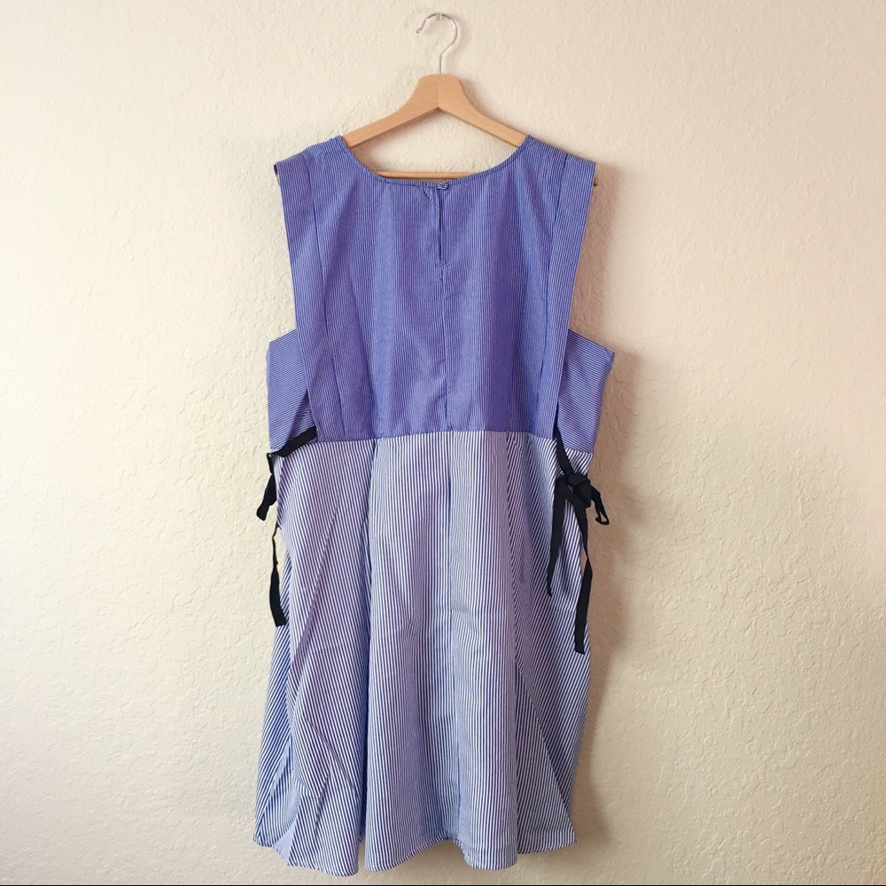 Bobeau XL dress mini blue stripes sleeveless - Picture 5 of 7